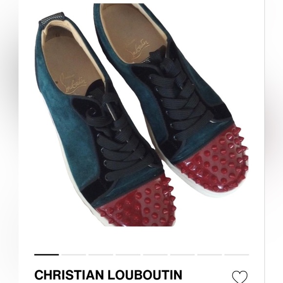 Christian Louboutin Green Suede Spikes Paris Size 40.5 Good Condition No Bx - Picture 4 of 12